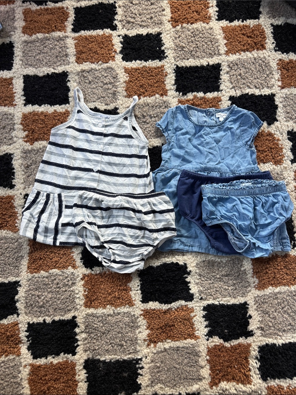 Splendid White and Navy Baby Striped Romper